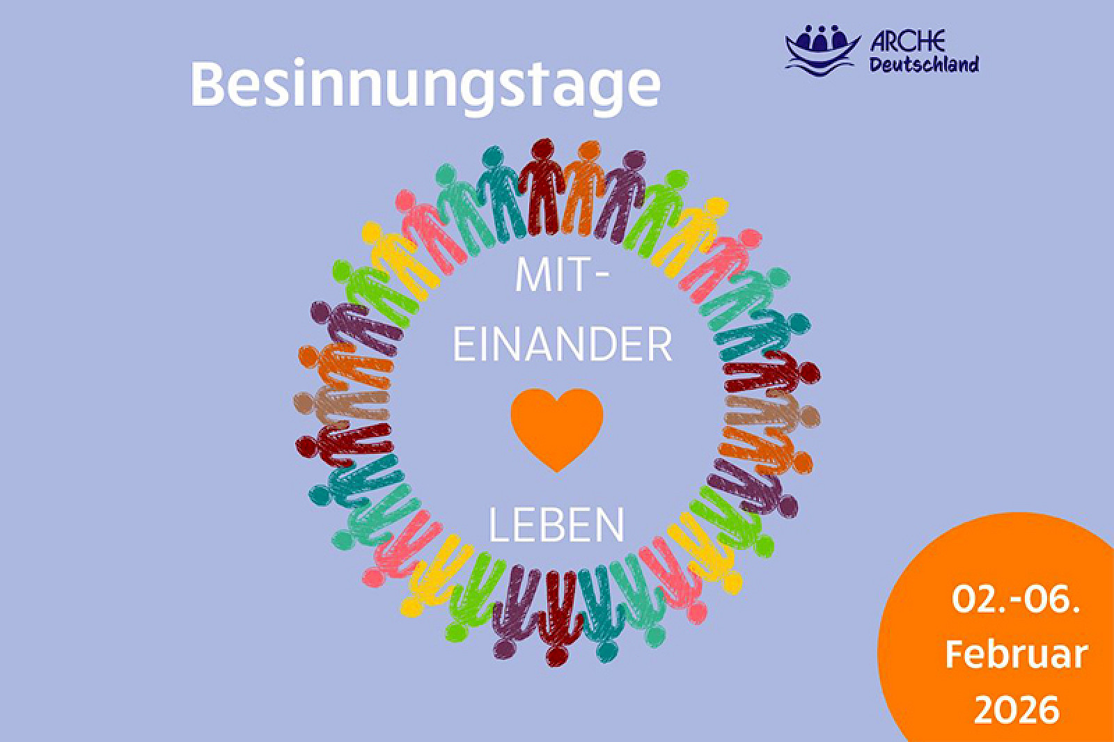 Bild zeigt einen bunten Hinweis auf die Besinnungstage vom 2-6 Februar 2026.